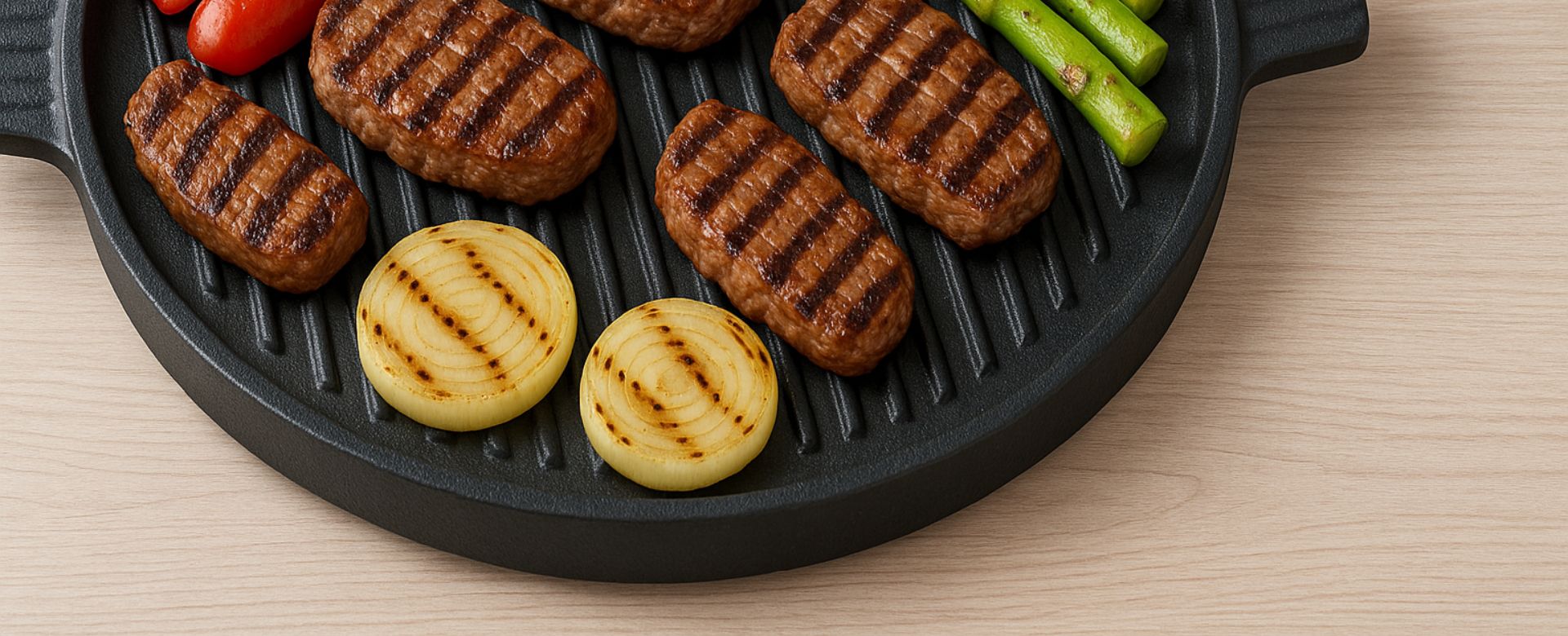 Piastra grill in ghisa per cucinare